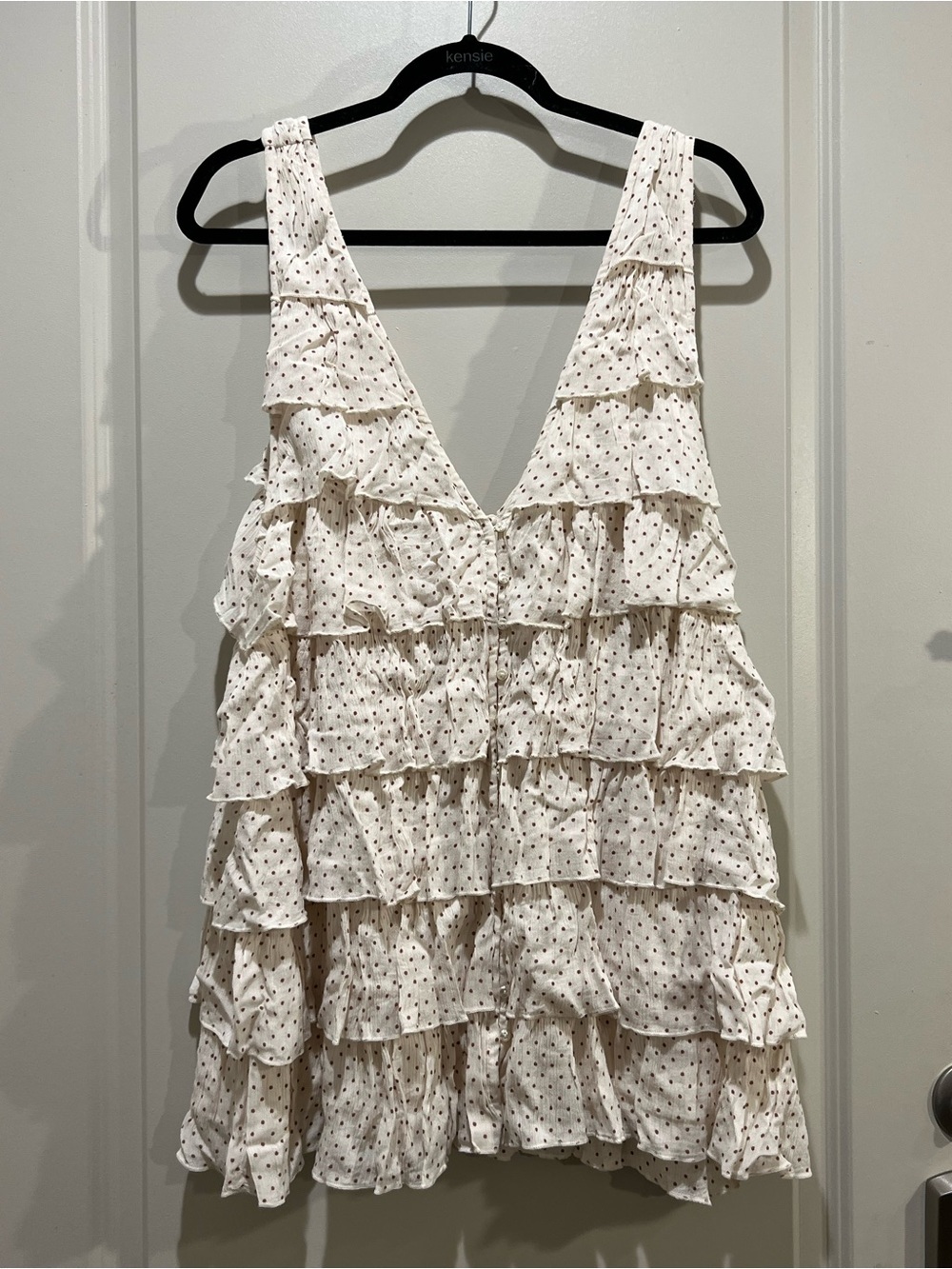 Free People Ruffle Me Up Ivory Polka Dot Top & Shorts Set XL NWT - Picture 3 of 8